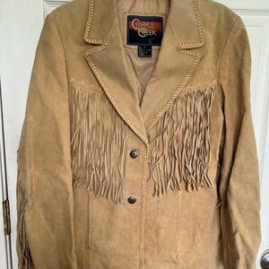 Tan Western Suede Blazer with Fringe